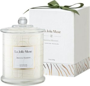 LA JOLIE MUSE Jasmine Candle, Mothers Day Gifts Candles for Women with Gift Box, Scented Candles for Home Scented, Luxury White Natural Soy Candle, 70 Hours 10 oz
