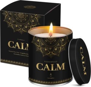 WarmEmbrace Lavender Scented Candles, 9 Oz Jar Candles for Home, Office, Meditation, Yoga, Candles for Women & Men, Birthday, Anniversary, Valentine’s Day Present, Elegant Decorative Accent