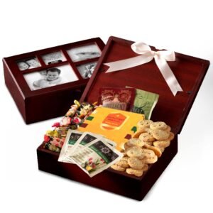 Photo Gift Box with Lid, Gifts Gourmet Food – Teas, Cocoas, Cookies, Snacks & Sweets Care Package for Women, Men, Holiday, Families, Memory Box for Thinking of You, Get Well, Anniversary, Thank You