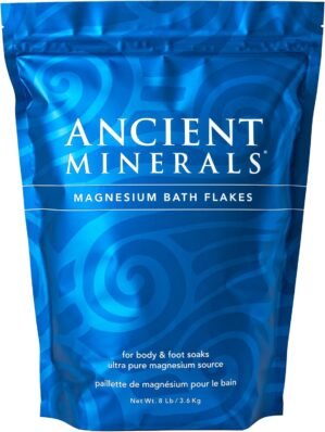 Ancient Minerals Magnesium Bath Flakes – Bathing Alternative to Epsom Salt – Soak in Natural Salts – High-Absorption Efficiency for Relaxation, Wellness & Muscle Relief – 8 lbs
