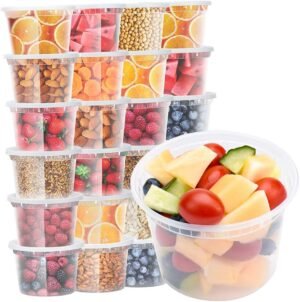 Glotoch 24 Pack 16 oz Deli Containers with Lids, Plastic Food Storage Freezer Storge Soup Containers with Lids – Microwave, Freezer & Dishwasher Safe Eco-Friendly, BPA-Free, Reusable & Stackable