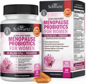 Menopause Supplements for Women – 40 Billion CFU Menopause Probiotics for Women – Support for Hot Flashes Night Sweats Mood Swings and Balance – Non-GMO, 30 Easy-Swallow Capsules, 30 Servings