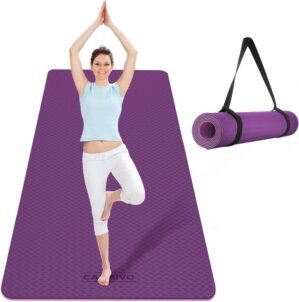 CAMBIVO Extra Wide Yoga Mat for Women and Men (72″/84″x 32″x 1/4″) TPE Workout Mat, Non-slip Large Exercise Fitness Mat for Yoga, Pilates, Workout