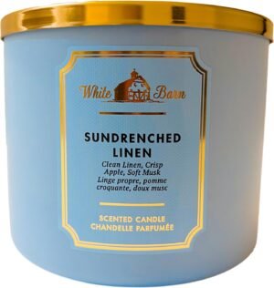 Bath & Body Works, White Barn 3-Wick Candle w/Essential Oils – 14.5 oz – New Core Scents! (Sundrenched Linen)