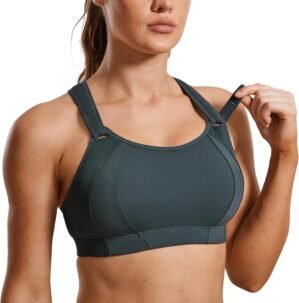 SYROKAN Women’s Sports Bra Front Adjustable High Impact Support Padded Wireless Racerback Plus Size Running Bra
