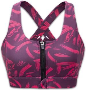 Cordaw Zipper in Front Sports Bra High Impact Strappy Back Support Workout Top