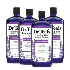 Dr Teal’s Foaming Bath with Pure Epsom Salt, Soothe & Sleep with Lavender, 34 fl oz (Pack of 4)