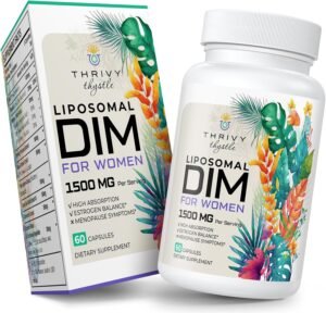 Liposomal DIM Supplement – 1500 mg Women DIM Supplement – Estrogen Supplements Contain Vitamin E, Evening Primrose, Black Cohosh, Omega-3 Fatty Acids