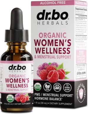 Hormone Balance for Women & PMS Relief – Women’s Wellness Organic Hormonal Balance Supplements Liquid Drops & Menstrual Cramp Period Support – Raspberry Leaf, Chasteberry, Black Cohosh Supplement 1 Oz