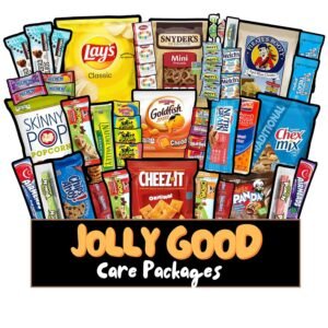 Jolly Good Care Package Snack Box (50 Count) Father’s Day Variety Pack Gift Care Package Basket – Adults, Kids, College Students, Men, Women, Office, Back to School, Birthday, Military, Sympathy, Deployed, Graduation
