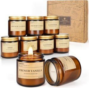 9 Pack Soy Candles for Home Scented |（Vanilla/Lavender/Sage） Long-Lasting 270 Hours, Natural Scented Candles Gift for Women & Men, Birthday, Mother’s Day, Christmas, Thanksgiving