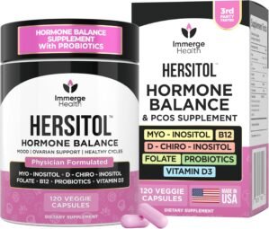 Hormone Balance for Women, PCOS, Ovarian Support, Fertility, Menstrual Cycle | Myo-Inositol & D-Chiro Inositol Supplement 40:1 Ratio With Folic Acid, B12 & Probiotics | Female Vitamins 120 Capsules