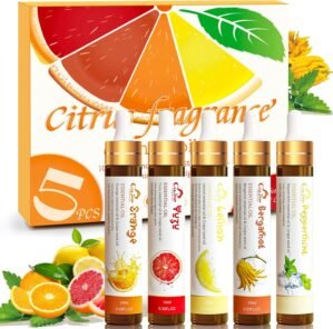 Essential Oils Set 5 Pcs, Fragrance Set for Diffuser, Home, Candle Making, Essential Oils for Skin, Spa, Fragrance Oil for Women and Men – Lemon, Bergamot, Orange, Peppermint, Yuzu