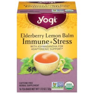 Yogi Tea Organic Lemon Balm Elderberry Immune Stress Tea, 16 CT