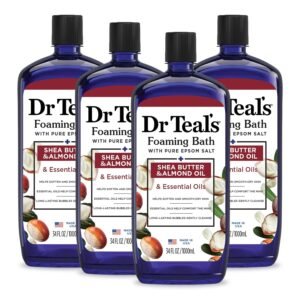 Dr Teal’s Foaming Bath with Pure Epsom Salt, Shea Butter & Almond, 34 fl oz (Pack of 4)