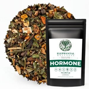 Elephantal Wellness Premium Hormone Herbal Tea | PCOS, Hormonal Balance & Mood Support with Chaste Berry, Shatavari, Dong Quai & Black Cohosh | Handmade, Non-GMO, Caffeine-Free Loose Leaf Blend | 2oz Loose Leaf, 20 Servings
