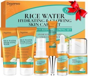 Skin Care Set,Women Teen Milk Skincare Rice Water Hydrate Glow Repair Anti-Aging Facial Routine Kit Gift Set for Women Mom Wife Teenager Girl Birthday Gifts Trendy Stuff Mothers Day Christmas Gifts