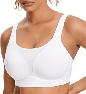 SYROKAN High Impact Sports Bras for Women High Support Front Mesh Panel Running Padded Wireless Bra