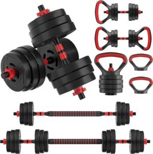 Multi-Functional Portable Changeable Dumbbell and Barbell Kettlebell Set With Adjustable Weights, 20/32/50/60LBS, Multiple Sizes