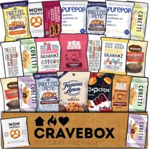 CRAVEBOX Gourmet Specialty Snacks Box Gift Father’s Day – Care Package College Students Adults Healthy Cookies Bar Organic Variety Pack Assortment Basket Final Exam Office Men Women Back to School
