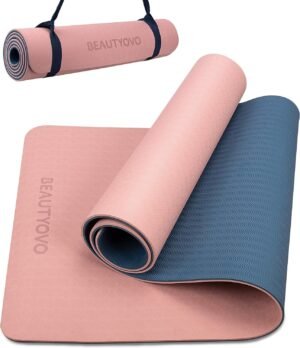 BEAUTYOVO Yoga Mat with Strap, 1/3 Inch Extra Thick Yoga Mat Double-sided Non Slip, Professional TPE Yoga Mats for Women Men, Workout Mat for Yoga, Pilates and Floor Exercises