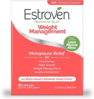 Estroven Weight Management for Menopause Relief – 30 Ct. – Clinically Proven Ingredients Help Manage Weight, Provide Night Sweats & Hot Flash Relief – Drug-Free & Gluten-Free Caplets