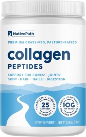NativePath Collagen Peptides Protein – Hydrolyzed Type 1 & 3 Collagen Powder for Skin, Hair, Nails – 8.8 oz (25 Servings)