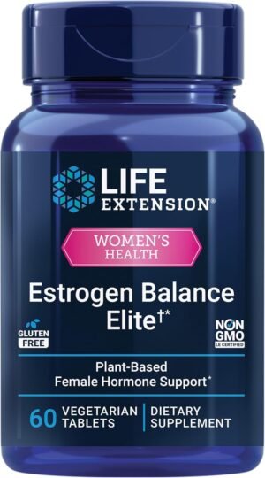 Life Extension Estrogen Balance Elite, Menopause Support Supplement, Hormone Balance, hot Flashes, Night Sweats, Vaginal Dryness, Gluten-Free, Non-GMO, Vegetarian, 60 Tablets.