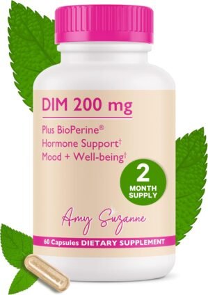 200 DIM Supplement for Women – Estrogen Metabolism and Hormone Harmony for Menopause, Perimenopause & PMS Support – DIM Plus Bioperine for Mood Support – 60 Day Supply, Vegan
