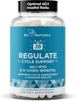 Regulate Cycle Support – Hormone Balance for Women at Optimal 40:1 Myo-Inositol & D-Chiro Inositol – Supplement for Period Consistency, Menstrual & Ovulation Support – 120 Vegan Soft Capsules