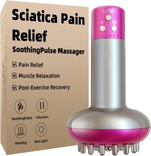 Sciatica Pain Relief Device – Deep Tissue Massager for Sciatica, Nerve, Back, Leg, Hip & Muscle Pain Relief with Pulse, Heat, Vibration, Red Light, Purple