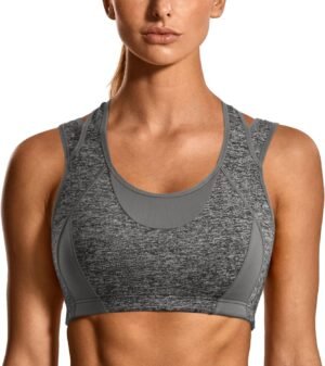 SYROKAN Sports Bras for Women High Support Mesh Full Coverage Racerback Wireless No Bounce Running Bras