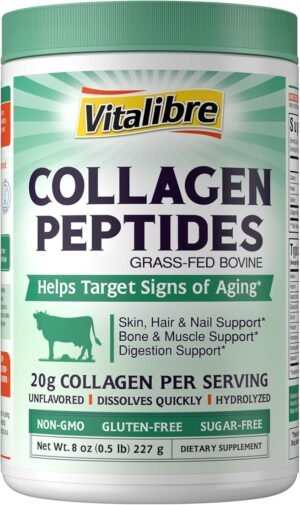 Bovine Collagen Peptides Powder for Women and Men, Grass-Fed Hydrolyzed Collagen Protein Type I & III, Skin, Hair, Nails, Bones, Digestion, Unflavored, Non-GMO, Keto & GF, 11 Servings, 8oz