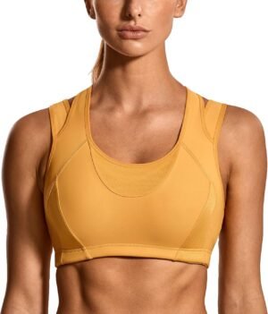 SYROKAN Sports Bras for Women High Support Mesh Full Coverage Racerback Wireless No Bounce Running Bras