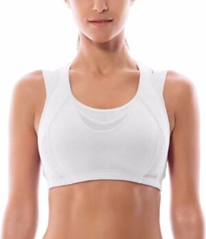 SYROKAN Sports Bras for Women High Support Mesh Full Coverage Racerback Wireless No Bounce Running Bras