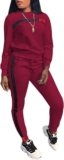 KANSOON Women Stripe Patchwork Two Piece Sweatsuit Round Neck Pullover and Skinny Long Pants Sets