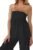 Women Strapless Bandeau Tube Top Smocked Back Sleeveless Strapless Peplum Tops Flowy Ruffle Hem Solid Sexy Going Out Tanks