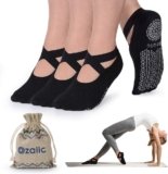 Ozaiic Yoga Socks for Women Non-Slip Grips & Straps, Ideal for Pilates, Pure Barre, Ballet, Dance, Barefoot Workout