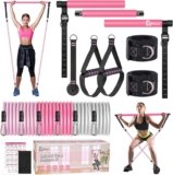 Pilates Bar Kit with Resistance Bands,Pilates Bar with Stackable Bands Workout Equipment for Legs,Hip,Waist and Arm,Exercise Fitness Equipment for Women & Men Home Gym Yoga Pilates