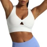 Aoxjox Women’s Workout Sports Bras Twist Front Fitness Padded Training Gym Bra Yoga Crop Lola Tank Top