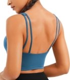 JOYSPELS Smooth Feeling Square Neck Longline Sports Bra Open Back Strappy Workout Crop Tank Tops for Women Yoga Athletic