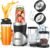 Ganiza Smoothie Blender, 900W Blender for Shakes and Smoothies, 15-Piece Personal Blender and Grinder Combo for Kitchen, Smoothies Maker with 4 BPA-Free Portable Blender Cup, Nutritious Recipe