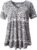 FOLUNSI Women’s Plus Size Short Sleeve Henley Shirt V Neck Floral Blouses Tunic Tops M-4XL