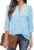 Bulotus Women’s Zip Front V-Neck 3/4 Sleeve Tunic Casual Top