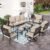 7 Piece Outdoor Patio Furniture Sets Metal Modern Outoor Patio Conversation Set with 5.75″ Extra Thick Cushion for Deck Backyard